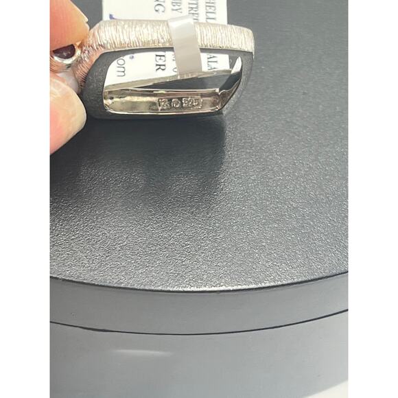 Michelle Albala 10mm Round Pearl Rhodium Sterling Ruby Cabochon Ring New Sz 9 - Picture 12 of 14